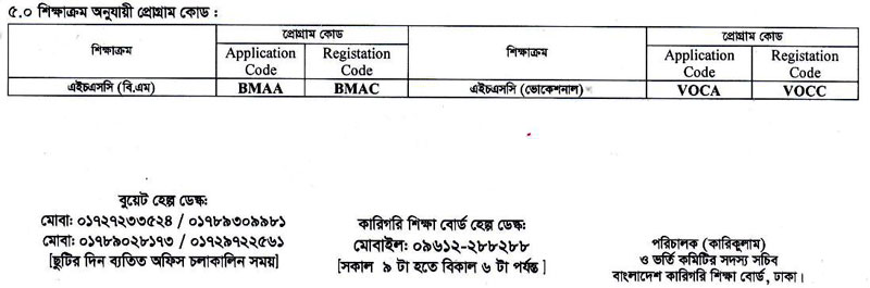 HSC VOC BM DIC Admission 2019-20